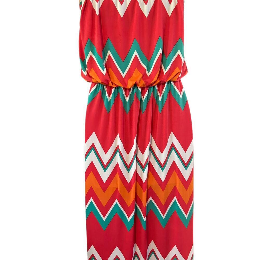 Womens Maxi Dress, Strapless Chevron Size M - Picture 4 of 5